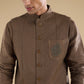 Brown Embellished Silk Kurta Jacket Set