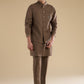 Brown Embellished Silk Kurta Jacket Set