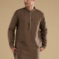 Brown Embellished Silk Kurta Jacket Set