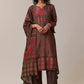 Brown Indie Print Silk Kurta Set