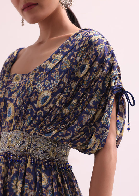 Dark Blue Floral Embroidered Jumpsuit