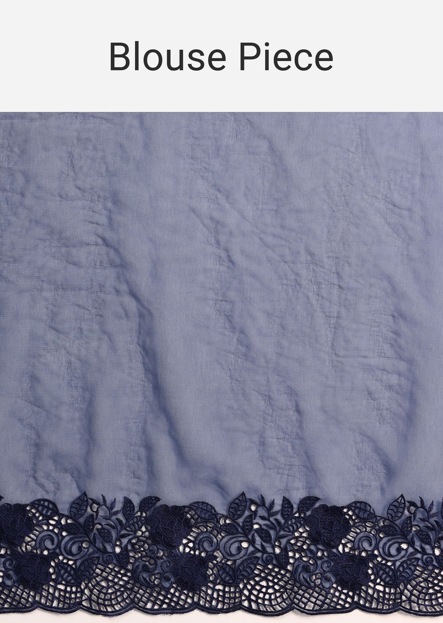 Dark Blue Organza Embroidered Saree With Unstitched Blouse