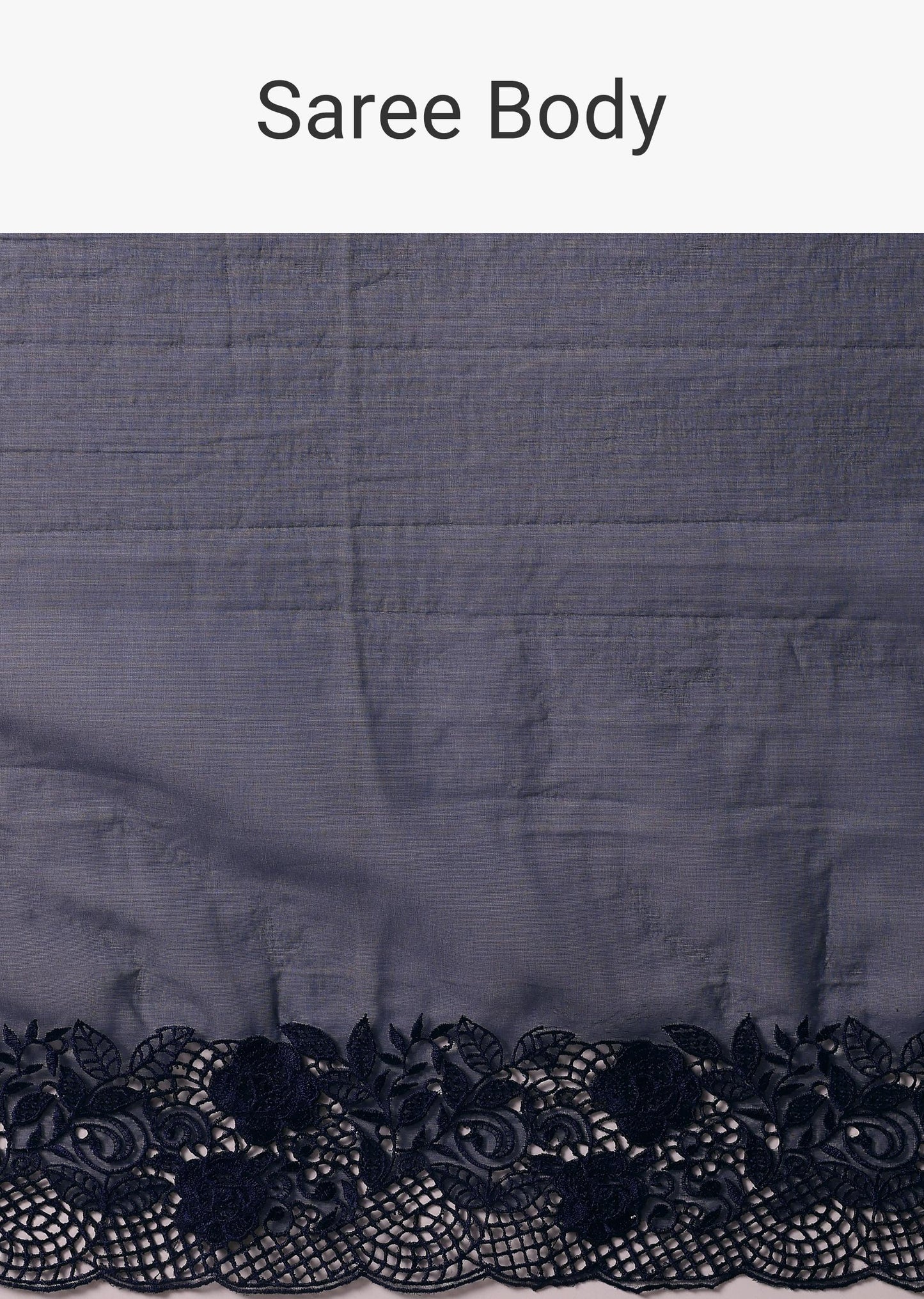 Dark Blue Organza Embroidered Saree With Unstitched Blouse