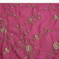 Hot Pink Satin Saree With Floral Embroidery In Sequins And Cutdana
