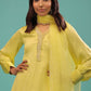 Lime Yellow Bemberg Silk A Line Suit In Organza