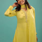 Lime Yellow Bemberg Silk A Line Suit In Organza