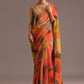 Orange Abstract Printed Crush Ready To Wear Saree