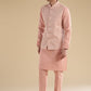 Peach Embroidered Silk Kurta Jacket Set