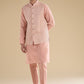 Peach Embroidered Silk Kurta Jacket Set