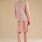 Peach Embroidered Silk Kurta Jacket Set