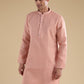Peach Embroidered Silk Kurta Jacket Set