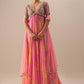 Pink Anarkali With Net Dupatta And Shell Work