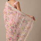 Pink Chiffon Saree With Floral Prints And Unstitched Blouse Piece