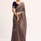 Purple Bandhani Tie Dye Ready To Wear Saree With Zari Jaal And Stitched Blouse