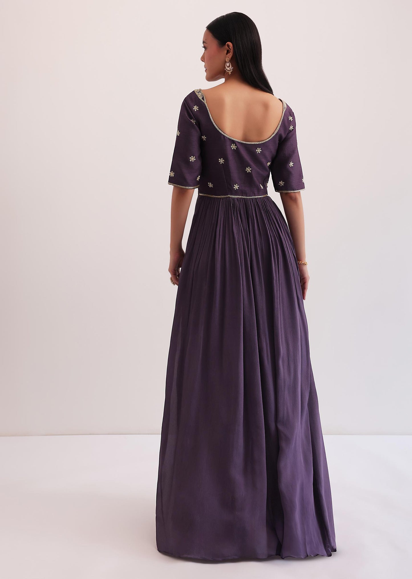 Purple Zari Embroidered Anarkali