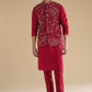 Red Embroidered Silk Kurta Jacket Set