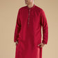 Red Embroidered Silk Kurta Jacket Set