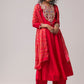 Red Resham Work Silk Anarkali Set