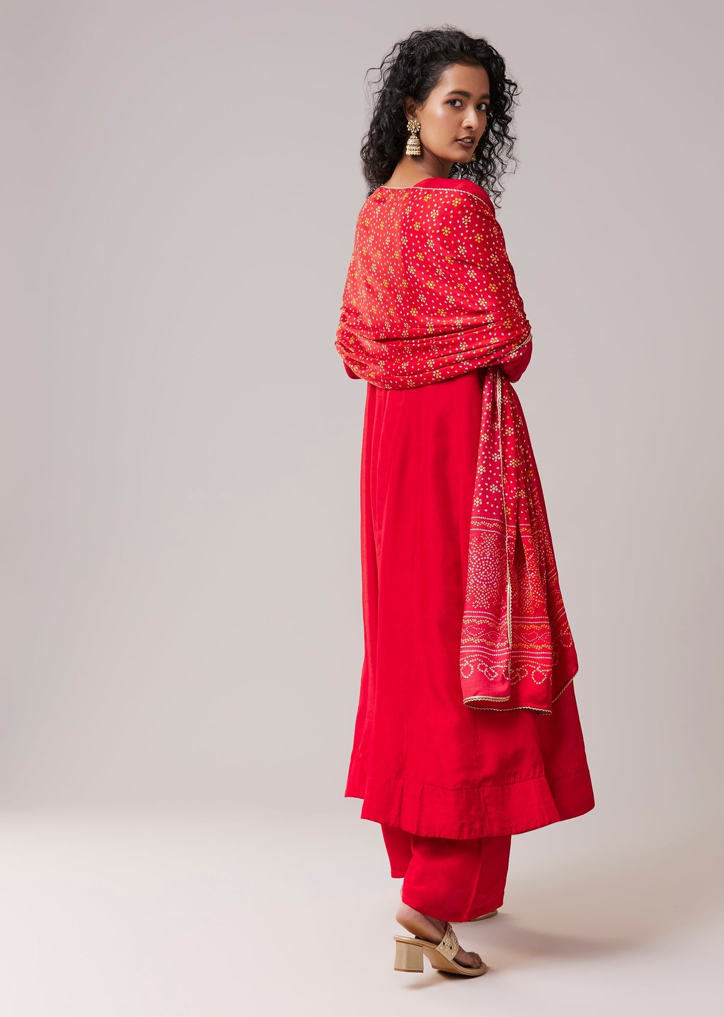 Red Resham Work Silk Anarkali Set