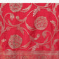 Red Saree in Dola Silk With Floral Weave And Unstitched Blouse Piece