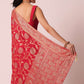 Red Saree in Dola Silk With Floral Weave And Unstitched Blouse Piece