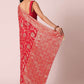 Red Saree in Dola Silk With Floral Weave And Unstitched Blouse Piece