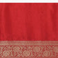 Red Saree in Dola Silk With Floral Weave And Unstitched Blouse Piece
