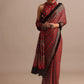 Red Satin Ajrakh Handblock Printed Ready To Wear Saree
