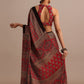 Red Satin Ajrakh Handblock Printed Ready To Wear Saree