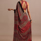 Red Satin Ajrakh Handblock Printed Ready To Wear Saree