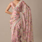Pink Chiffon Ready To Wear Saree With Floral Prints And Stitched Blouse Piece