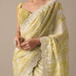 Yellow Printed Satin Ready To Wear Saree With Embroidered Detail And Stitched Blouse Piece