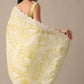 Yellow Printed Satin Ready To Wear Saree With Embroidered Detail And Stitched Blouse Piece