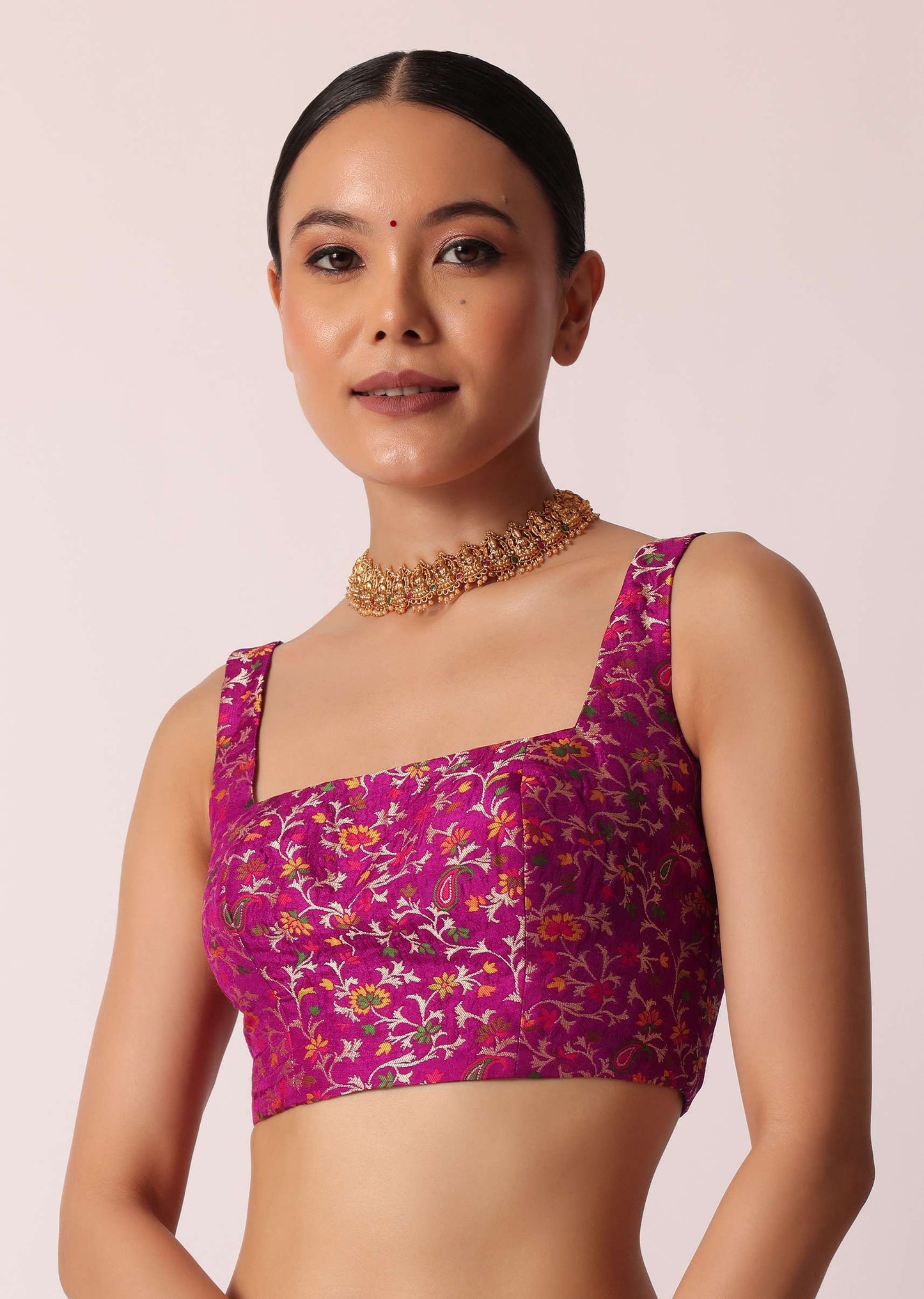 Purple Banarasi Silk Handloom Saree With Woven Motifs And Unstitched Blouse Piece