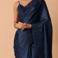 Blue Organza Saree With Unstitched Blouse Piece