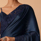 Blue Organza Saree With Unstitched Blouse Piece