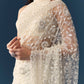 Cream Net Jaal Embellished Saree with Unstitched Blouse