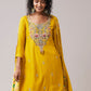Yellow Chinon Silk Embellished Kurta Sharara Set