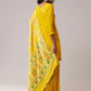 Yellow Chinon Silk Embellished Kurta Sharara Set