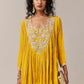 Yellow Chinon Zardozi Work Top and Sharara Set