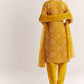Yellow Dola Silk Printed Kurta Dupatta Set With Embroidered Neckline