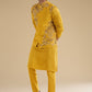 Yellow Embroidered Silk Kurta Jacket Set