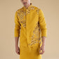 Yellow Embroidered Silk Kurta Jacket Set