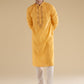 Yellow Embroidered Silk Kurtas Sets