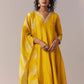 Yellow Gotta & Zardosi Anarkali Set With Dupatta