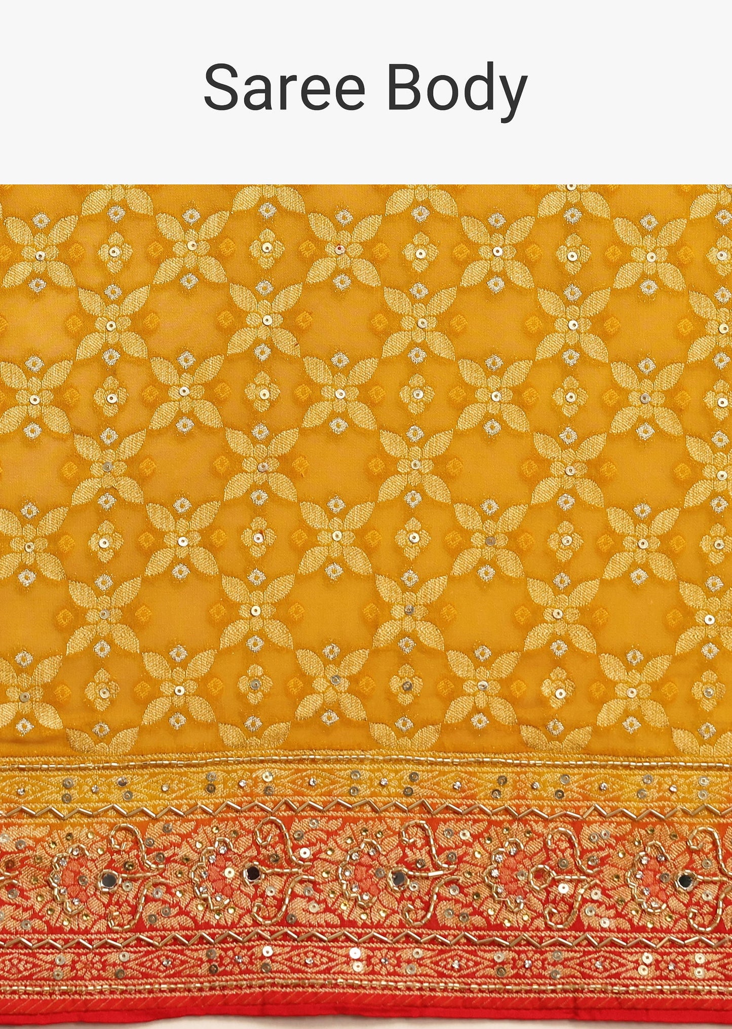 Yellow Khaddi Georgette Bandhani Weave Cutdana Saree