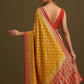 Yellow Khaddi Georgette Bandhani Weave Cutdana Saree