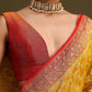 Yellow Khaddi Georgette Bandhani Weave Cutdana Saree